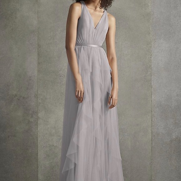 Bobbin Net Plunging Flange Skirt Bridesmaid Dress Bobbin Net Plunging Flange Skirt Bridesmaid Dress